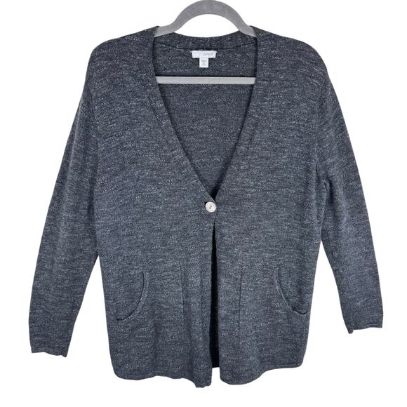 Purejill J. Jill Cotton Gray Long Sleeve V-Neck Button From Cardigan Sweater MP - Picture 1 of 7